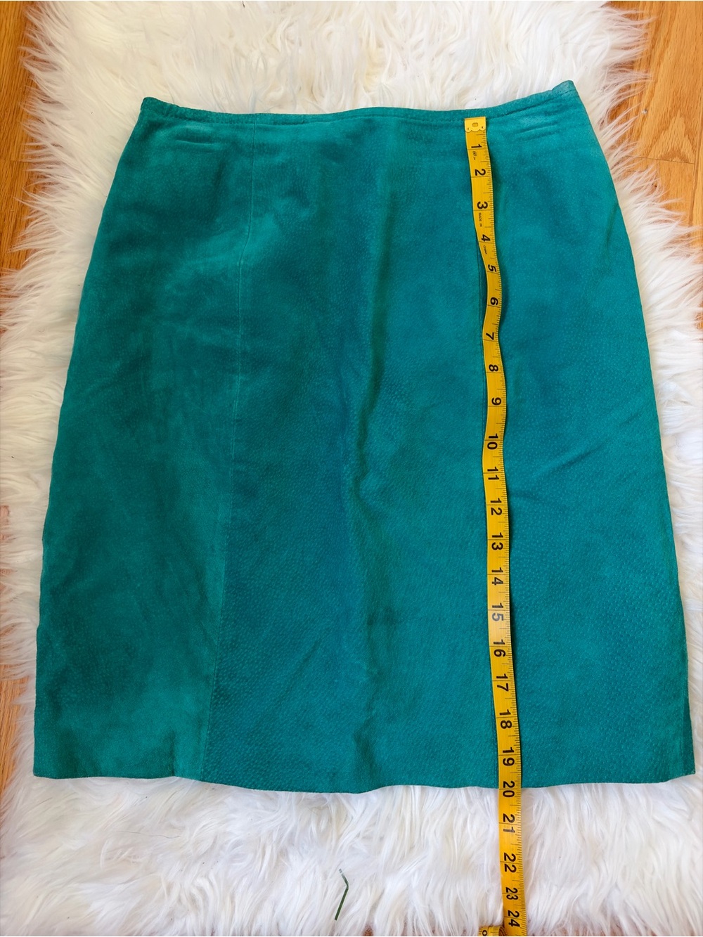 Vintage Chia Teal Suede Skirt